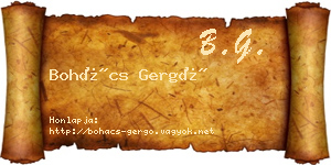 Bohács Gergő névjegykártya